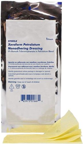 Xeroform Petrolatum Dressings. Box of 50 Impregnated Gauze Dressings 5" x 9" for abrasions, Burns