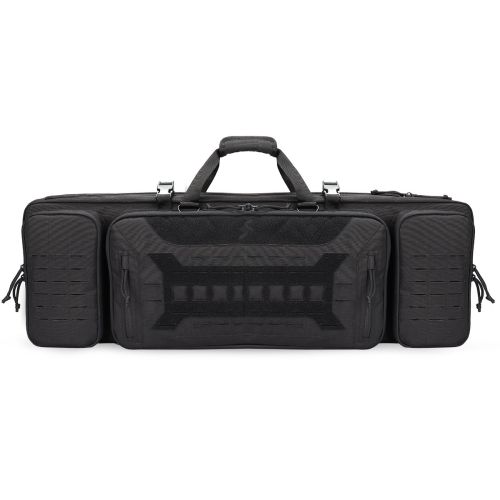 VOTAGOO Double Rifle Case Gun Bag, Safely Long-Barrel Firearm Transportation Cases  Locks, All-Weather Soft Tactical Range Bag Ackpack For Shotgun Spa